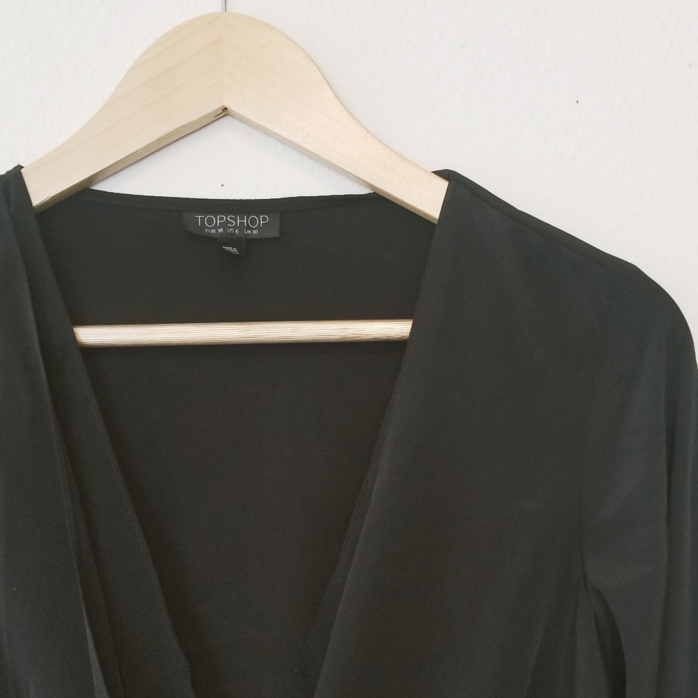 Black Long Sleeve TopShop Wrap Top